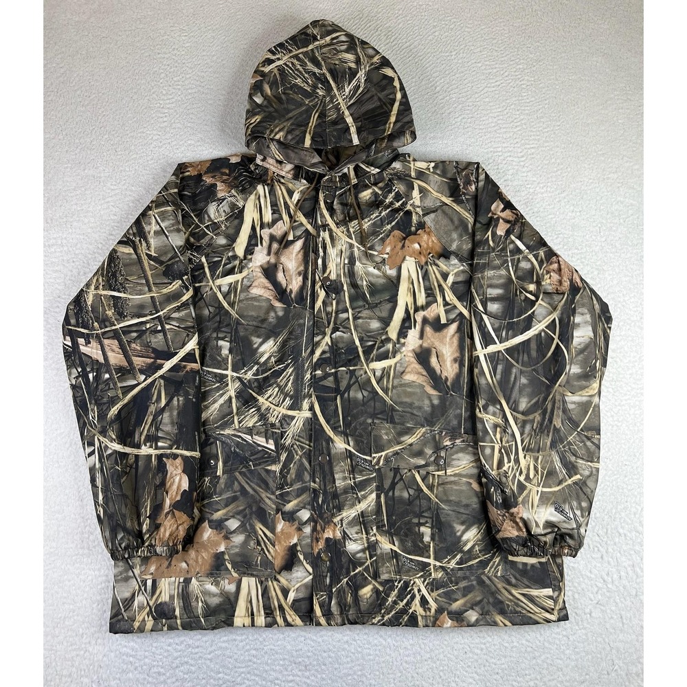 Stearns Jacket Mens Large Green Camo Dry Wear Hooded Waterproof Hunting
